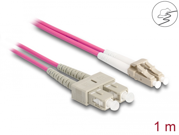 Delock LWL Kabel mit Metallarmierung LC Duplex zu SC Duplex Multimode OM4 1 m #1 