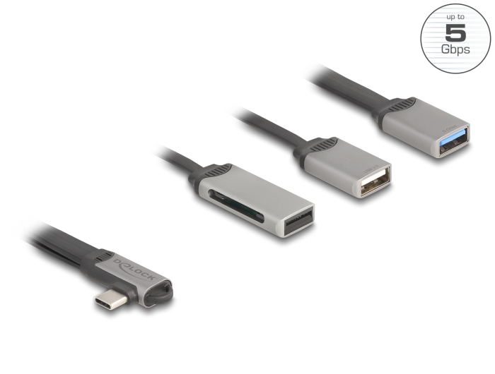 Delock 2 Port USB Hub inklusive SD und Micro SD Card Reader mit USB Type-C™ Anschluss #1 