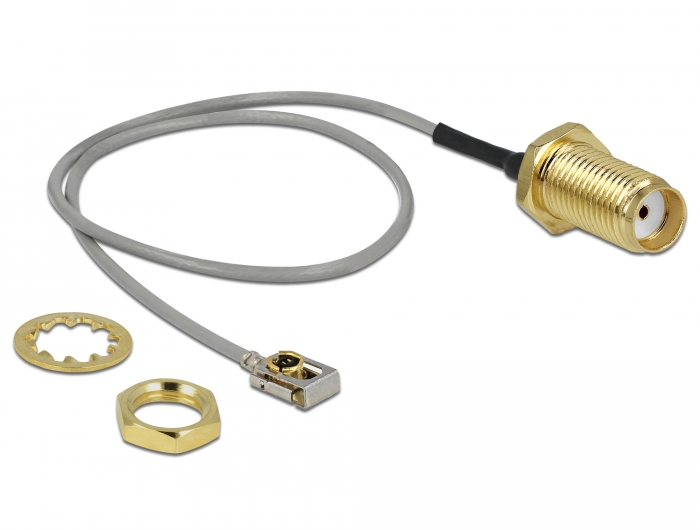 Delock Antennenkabel SMA Buchse zum Einbau zu I-PEX Inc., MHF® I LK Stecker 1.13 20 cm Gewindelänge 10 mm #2 