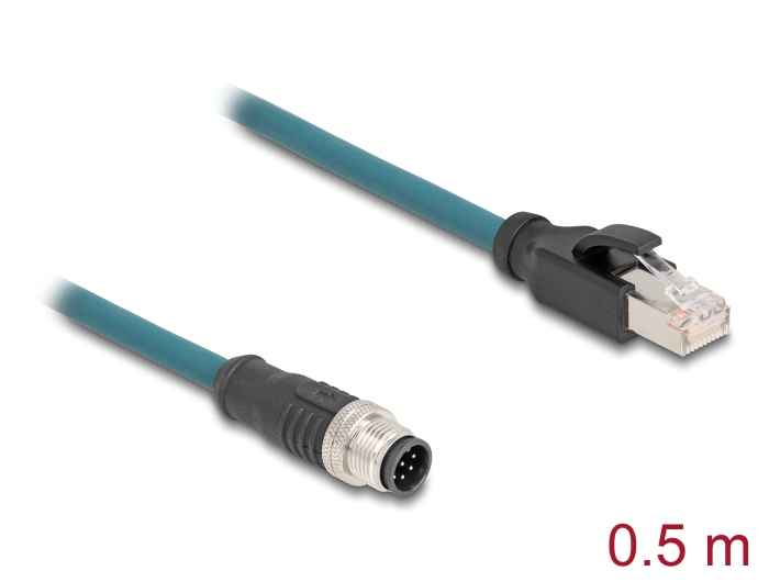 Delock M12 Adapterkabel A-kodiert 8 Pin Stecker zu RJ45 Stecker 50 cm #1 