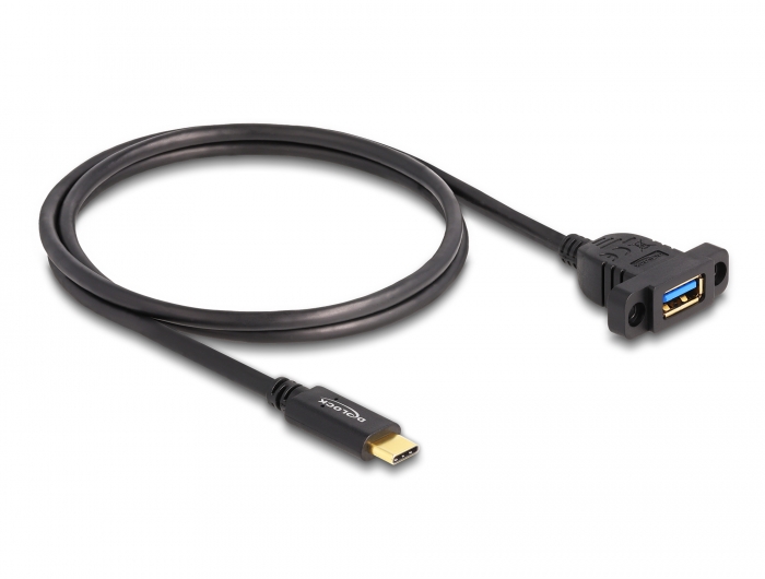 Delock SuperSpeed USB 10 Gbps (USB 3.2 Gen 2) Kabel USB Type-C™ Stecker zu USB Typ-A Buchse 1 m zum Einbau schwarz #2 