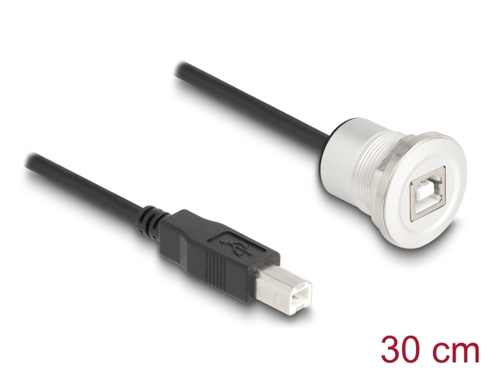 Delock USB 2.0 Typ-B Einbaubuchse mit Kabelpeitsche Stecker 30 cm Aluminium #1 