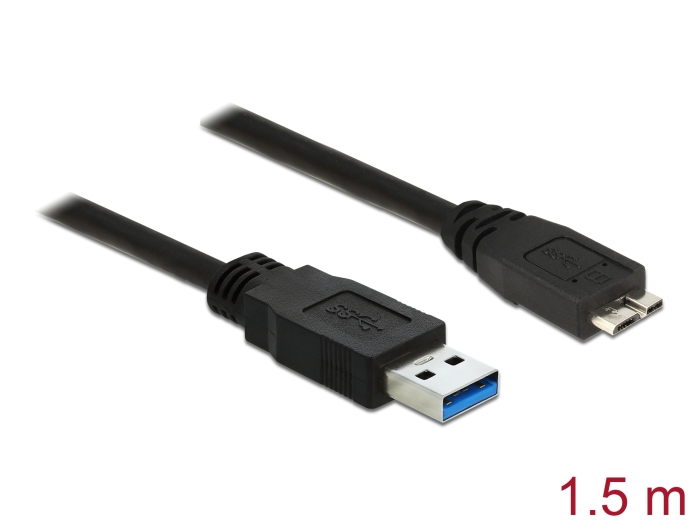 Delock Kabel USB 3.0 Typ-A Stecker > USB 3.0 Typ Micro-B Stecker 1,5 m schwarz #1 