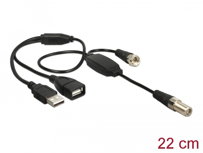 Delock Antennenkabel F Buchse > F Stecker mit Phantomspeisung 5 V über USB 22 cm #1 