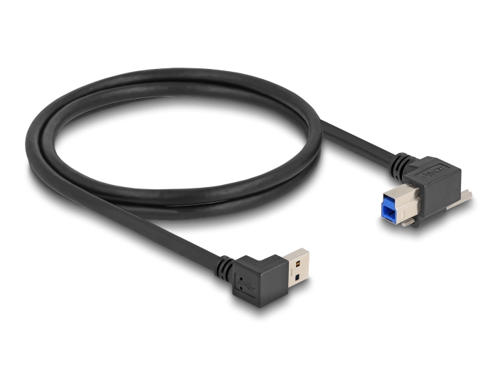 Delock USB 5 Gbps Kabel USB Typ-A Stecker 90° nach unten gewinkelt zu USB Typ-B Stecker mit Schraube 90° nach rechts gewinkelt 1 m schwarz #2 