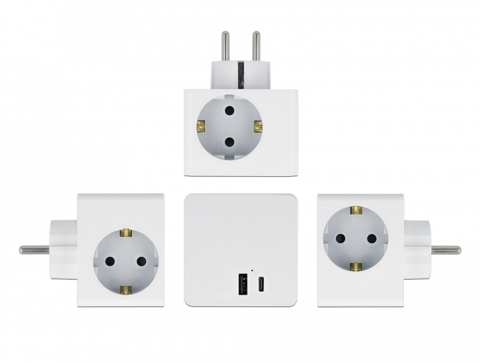 Delock Steckdosenwürfel 3-fach mit Kindersicherung und USB PD 3.0 Ladegerät 20 W weiß #4 