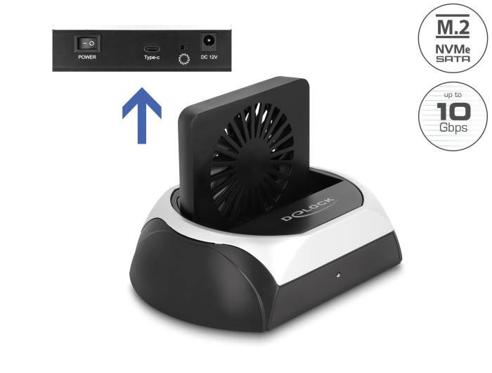 Delock USB 10 Gbps Dockingstation für 2.5″ / 3.5″ SATA HDD / SSD oder M.2 NVMe PCIe oder SATA SSD mit Lüfter #1 