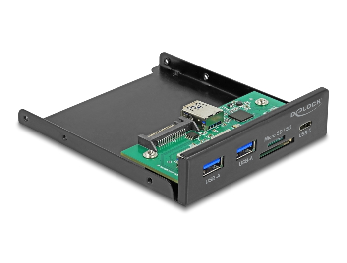 Delock Front Panel 3.5″ USB 5 Gbps 1 x USB Type-C™ + 2 x USB Typ-A + SD und Micro SD Slot #2 