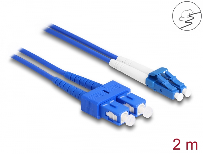 Delock LWL Kabel mit Metallarmierung LC Duplex zu SC Duplex Singlemode OS2 2 m #1 