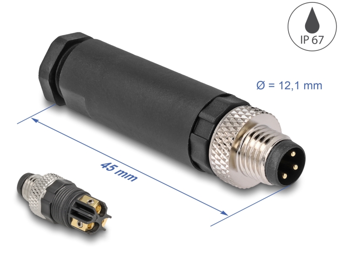 Delock M8 Steckverbinder A-kodiert 3 Pin Stecker zur Montage mit Schraubanschluss #1 