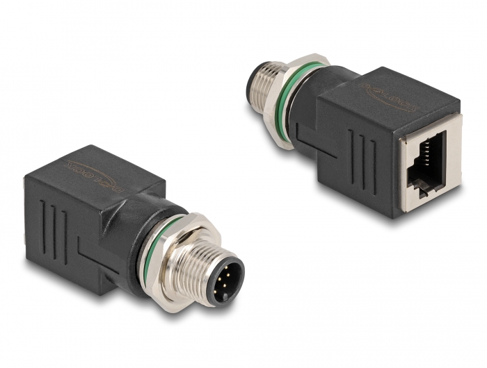 Delock M12 Adapter A-kodiert 8 Pin Stecker zu RJ45 Buchse gerade #1 