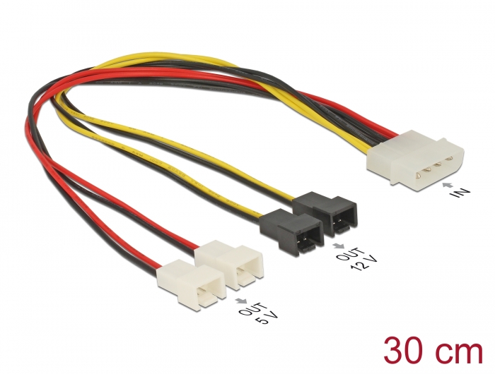 Delock Kabel Stromversorgung Molex 4 Pin Stecker > 4 x 2 Pin Lüfter #1 