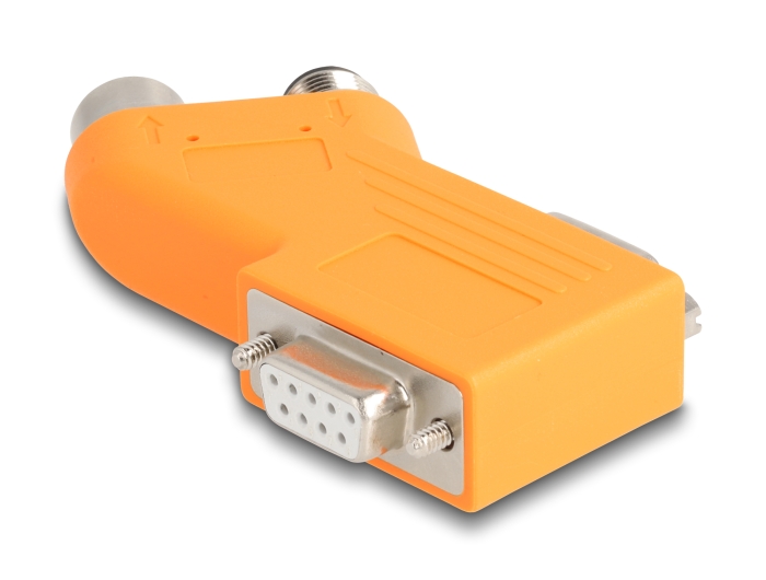 Delock D-Sub 9 Stecker und Buchse zu M12 Stecker und Buchse A-kodiert 5 pin CAN Bus Verteiler 35° orange #2 