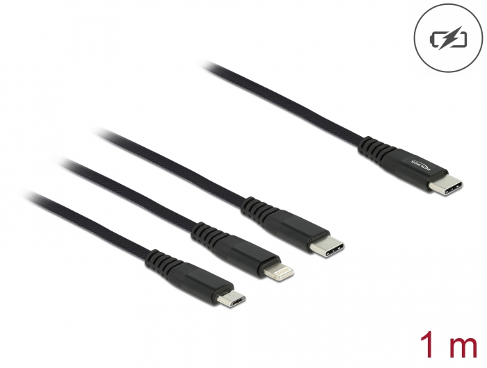 Delock USB Ladekabel 3 in 1 USB Type-C™ zu Lightning™ / Micro USB / USB Type-C™ 1 m #1 