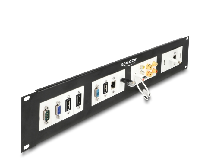 Delock Easy 45 19″ Patchpanel Ausschnitt 4 x 90,5 x 45,2 mm, 2 HE, schwarz #5 