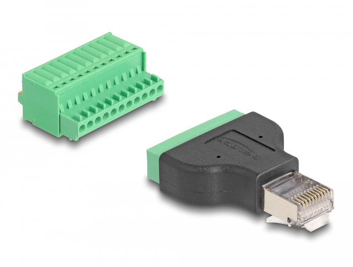 Delock RJ50 Stecker zu Terminalblock Adapter mit Drucktaster #1 