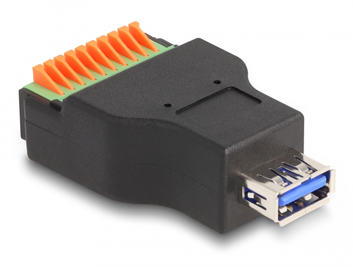 Delock USB 3.2 Gen 1 Typ-A Buchse zu Terminalblock Adapter mit Drucktaster #1 