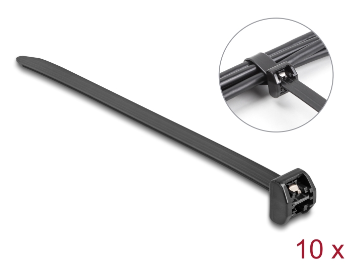 Delock Kabelbinder mit Metallzunge L 343 x B 12,7 mm 10 Stück schwarz #1 