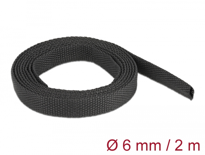 Delock Gewebeschrumpfschlauch 2 m x 6 mm Schrumpfungsrate 2:1 schwarz #1 