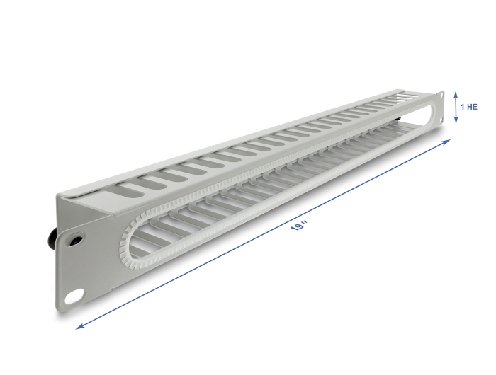 Delock 19″ 1 HE Kabelmanagement Rangierpanel mit Öffnung und Kantenschutz grau #1 