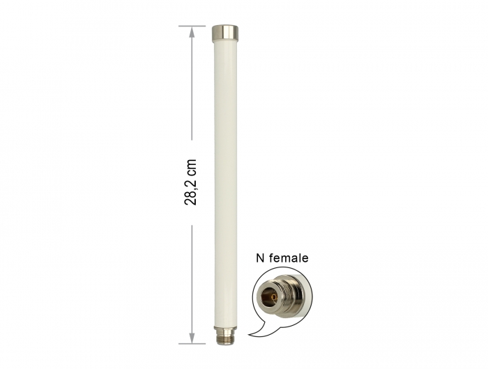 Delock WLAN 802.11 ac/a/h/b/g/n Antenne N Buchse 6 - 8 dBi 28 cm omnidirektional starr outdoor weiß #1 