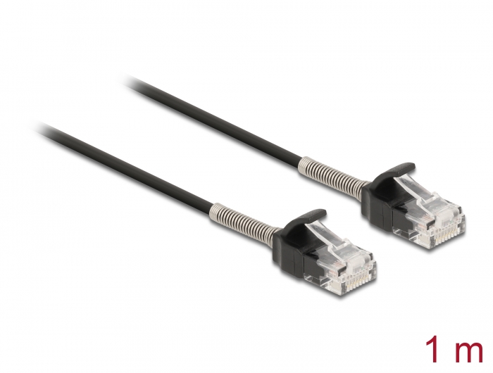 Delock Kabel RJ45 Stecker zu RJ45 Stecker mit Knickschutz Cat.6A 1 m schwarz #1 