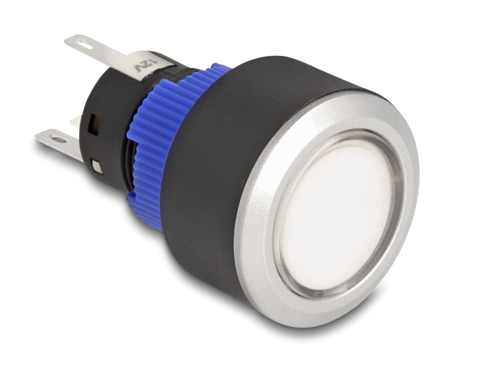 Delock Drucktaster vorstehend zum Einbau 22 mm 5 x Lötanschluss Taster flach Plastik LED weiß #1 