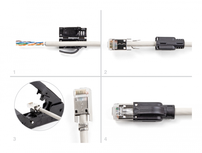 Delock RJ45 Modularer Stecker mit Zugentlastung Cat.6A und robuster Knickschutztülle 25er Set #4 