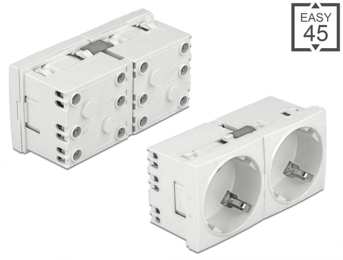 Delock Easy 45 Schutzkontakt-Steckdose 45°-Anordnung 2-fach erweiterbar 45 x 45 mm #1 