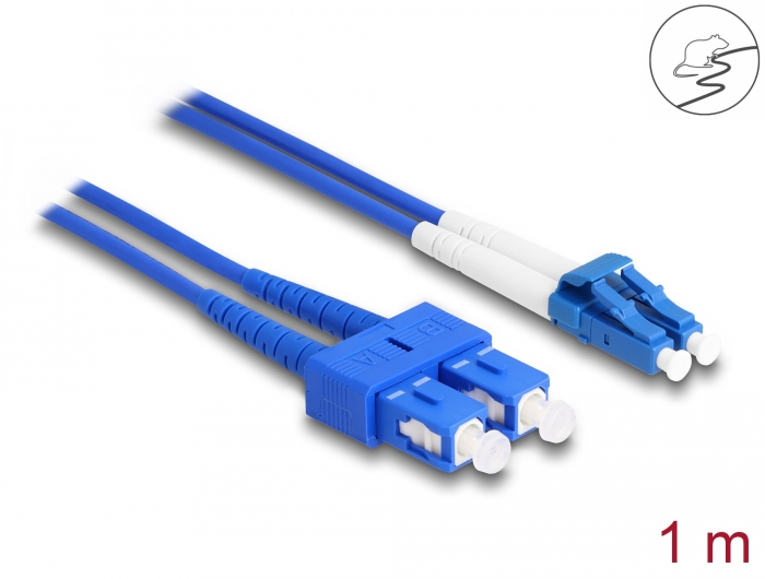 Delock LWL Kabel mit Metallarmierung LC Duplex zu SC Duplex Singlemode OS2 1 m #1 