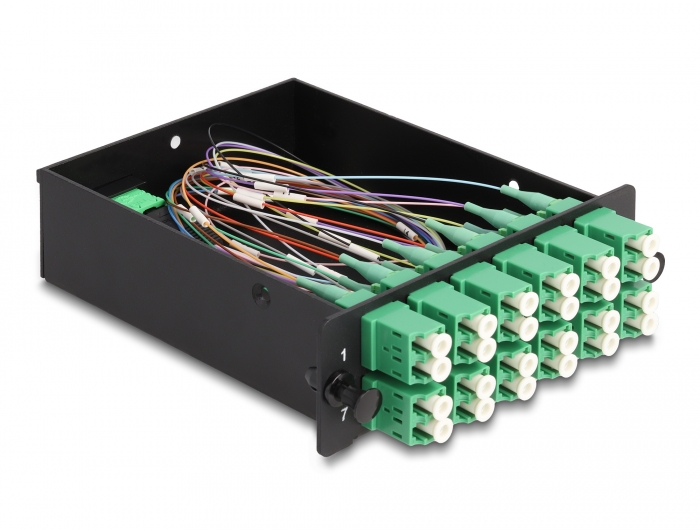 Delock LWL HD (High Density) Kassette MPO Stecker zu 12 x LC Duplex Buchse, 24 Fasern, Singlemode, Polarität A, 9/125 µm #3 