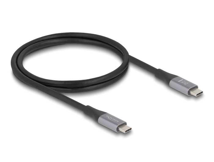 Delock USB 40 Gbps Kabel USB Type-C™ Stecker zu Stecker PD 3.1 240 W E-Marker 1 m grau Metall #2 