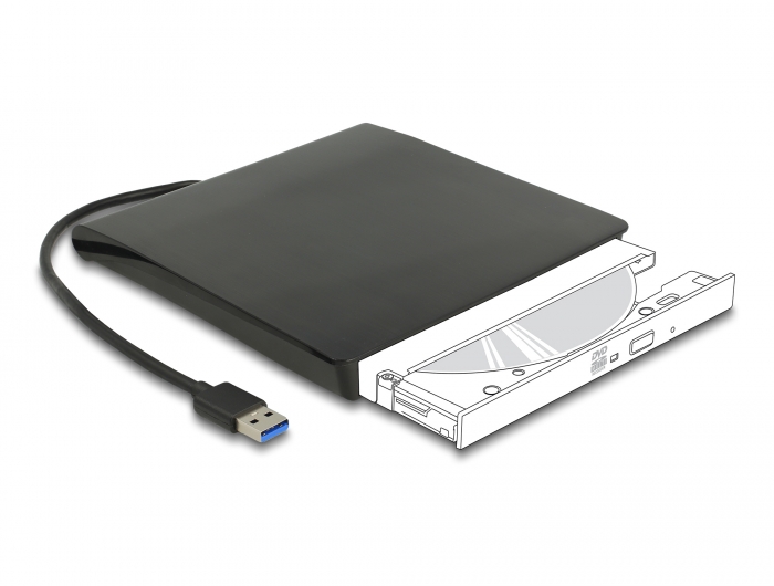 Delock Externes Gehäuse für 5.25″ Slim SATA Laufwerke 12,7 mm zu SuperSpeed USB 5 Gbps Typ-A Stecker #1 