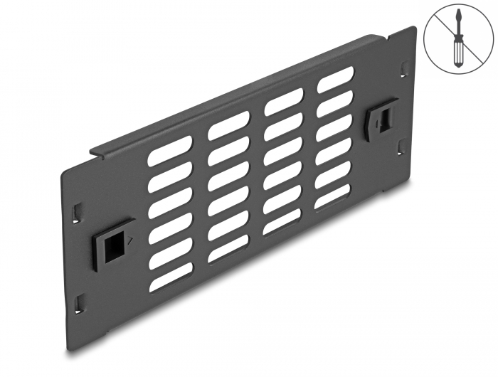 Delock 10″ Netzwerkschrank Panel mit Lüftungsschlitzen werkzeugfrei 2 HE schwarz #1 