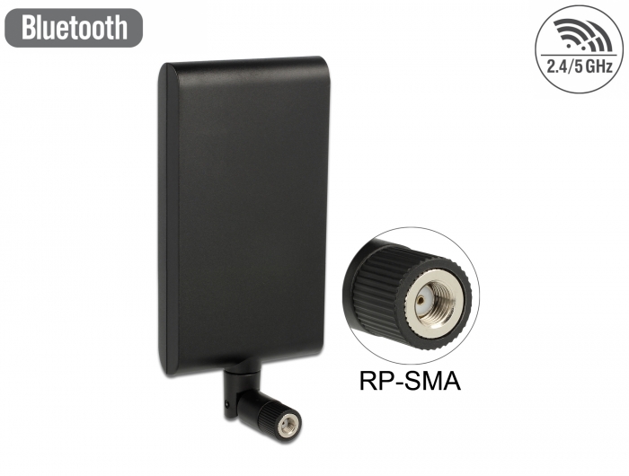 Delock WLAN 802.11 ac/a/h/b/g/n Antenne RP-SMA Stecker 7,5 - 10 dBi direktional mit Kippgelenk schwarz #1 