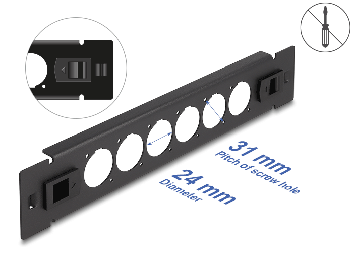 Delock 10″ D-Typ Patchpanel 6 Port werkzeugfrei schwarz #1 