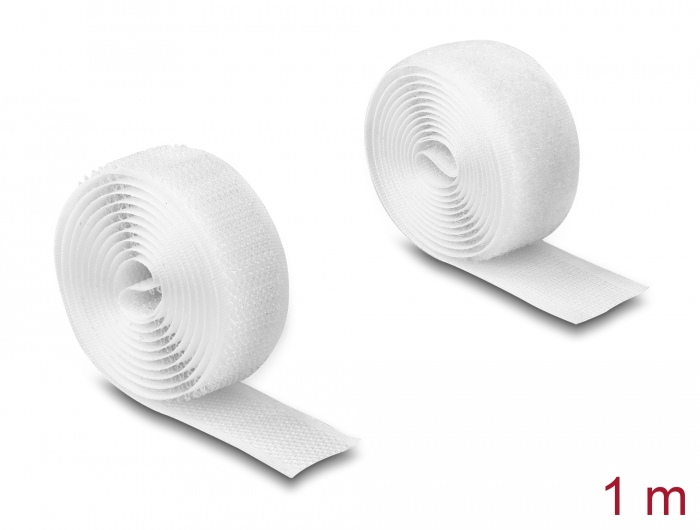 Delock Strapazierfähiges Klettband mit Haft- und Flauschband L 1 m x B 20 mm weiß #1 