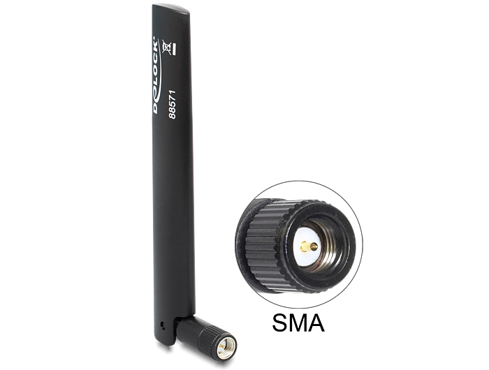 Delock LTE Antenne SMA -0,8 - 3,0 dBi omnidirektional mit Kippgelenk schwarz #1 