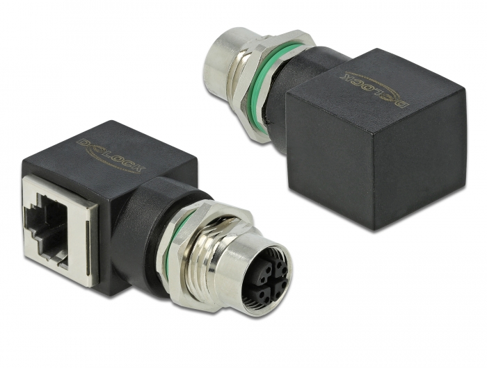 Delock Netzwerkadapter M12 8 Pin X-kodiert Buchse zu RJ45 Buchse #1 