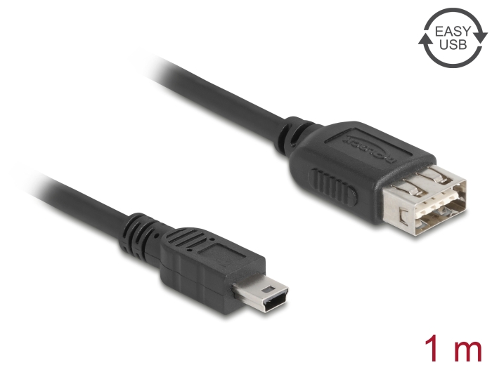 Delock USB 2.0 Kabel USB Typ Mini-B Stecker zu EASY USB Typ-A Buchse 1 m #1 