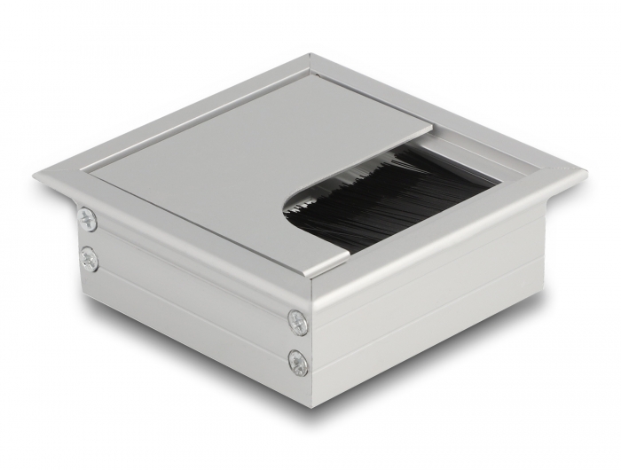 Delock Kabeldurchführung für Tischeinbau mit Bürste 80 x 80 x 28 mm silber #1 