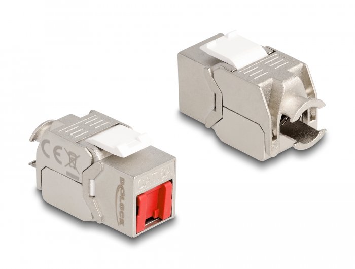 Delock Keystone Modul RJ45 Buchse zu LSA Cat.6A werkzeugfrei mit roter Staubschutzkappe #1 