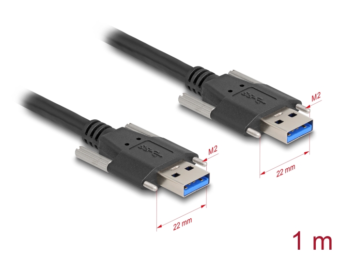 Delock USB 5 Gbps Kabel Typ-A Stecker zu Typ-A Stecker mit Schraubenabstand 22 mm 1 m schwarz #1 