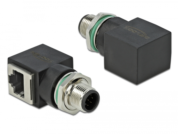 Delock Netzwerkadapter M12 8 Pin A-kodiert Stecker zu RJ45 Buchse #1 
