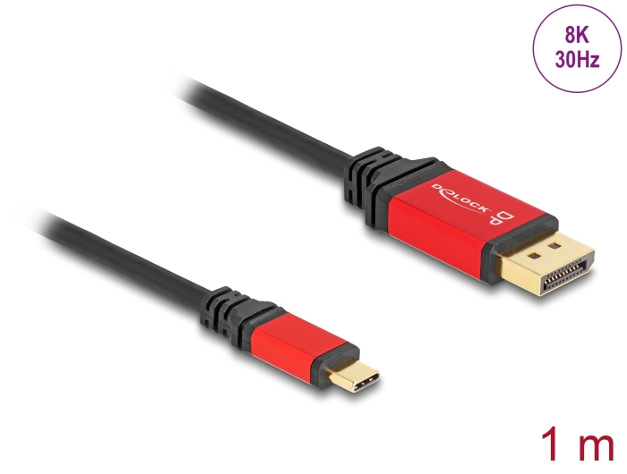 Delock USB Type-C™ zu DisplayPort Kabel (DP Alt Mode) 8K 30 Hz mit HDR Funktion 1 m rot #1 