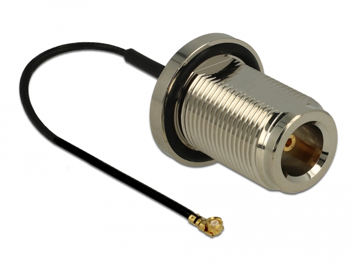 Delock Antennenkabel N Buchse zum Einbau zu I-PEX Inc., MHF® I Stecker 1.37 13 cm Gewindelänge 22 mm spritzwassergeschützt #2 