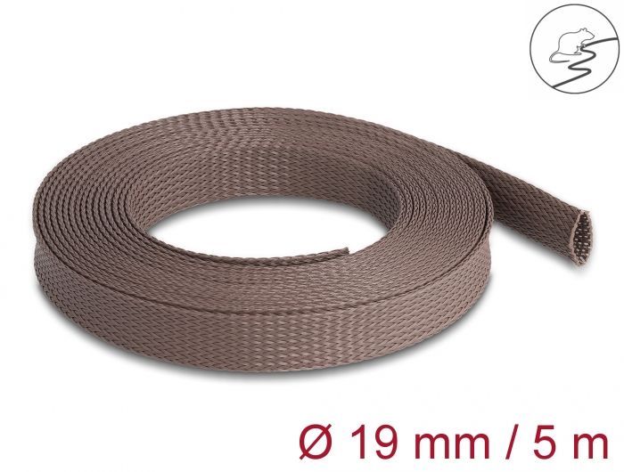Delock Geflechtschlauch nagerfest dehnbar 5 m x 19 mm braun #1 