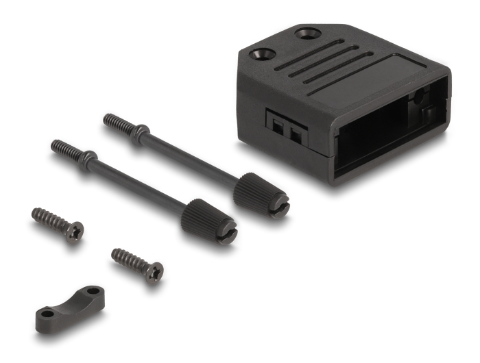 Delock Gehäuse für D-Sub 9 Pin Stecker / Buchse Kunststoffgehäuse mit Zugentlastung schwarz #1 