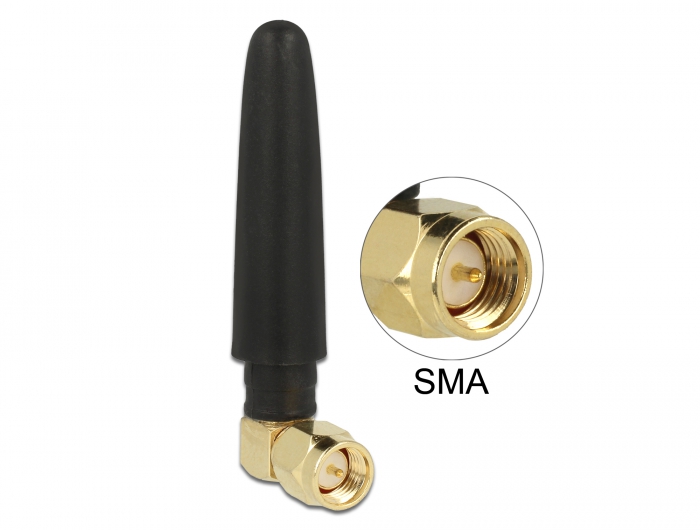 Delock LTE Antenne SMA Stecker 90° 2 dBi omnidirektional starr schwarz #1 