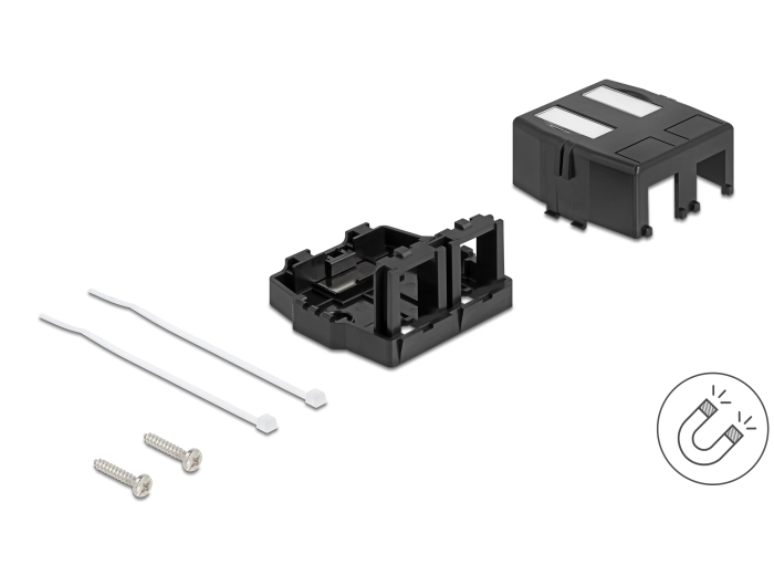 Delock Keystone Leergehäuse 2 Port mit magnetischer Unterseite, schwarz #1 